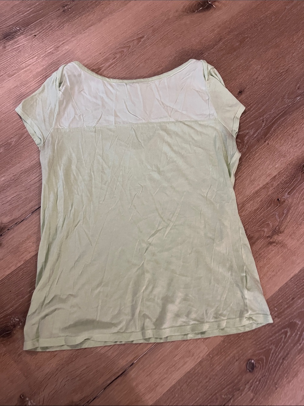 Milly Light Green Short Sleeve Top with Sheer Yoke